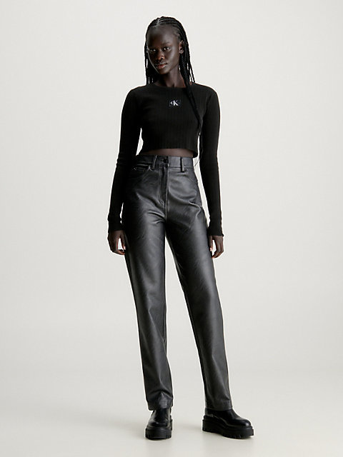 CALVIN KLEIN JEANS - High Rise Faux Leather Trousers