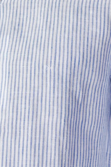 CALVIN KLEIN - Linen Stripe Slim Shirt