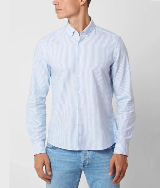 CALVIN KLEIN - Washed Oxford Stripe Slim Shirt
