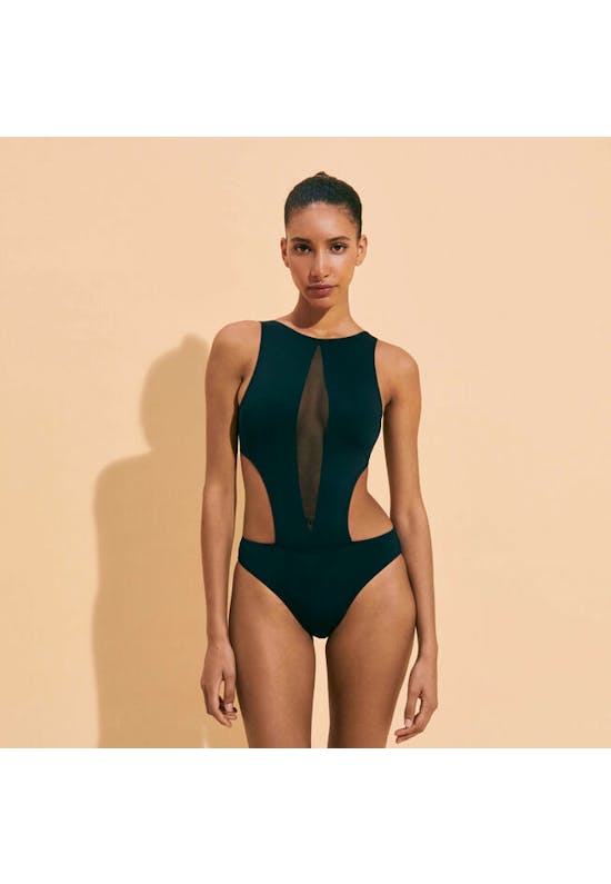 One-Piece Trikini Graphic Swimsuit Solid