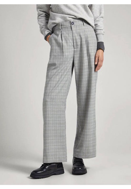 Straight Checked Trousers