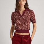 Knit Geometric Print Polo Shirt