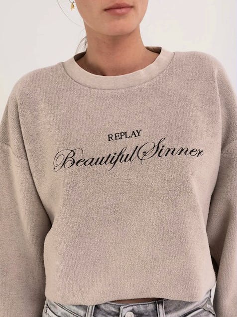 REPLAY - Cropped Sweatshirt With Brushed Effect