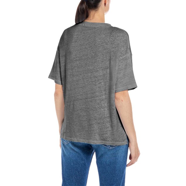 REPLAY - Crewneck T-Shirt In Stretch Linen