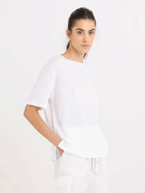 REPLAY - Crewneck T-Shirt In Stretch Linen