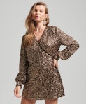 Stud Sequin Wrap Mini Dress