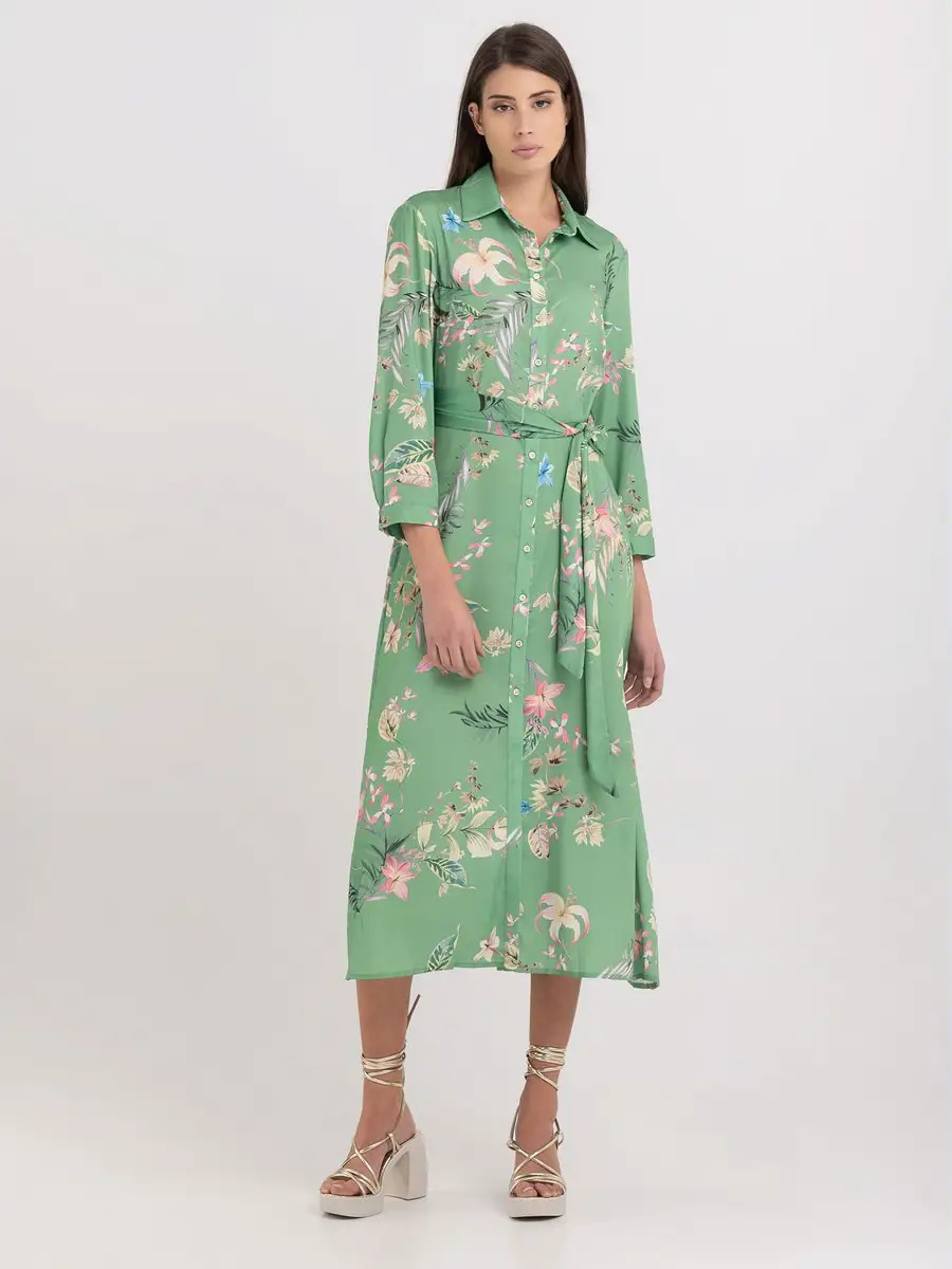 replay green dress Green Ruffle-Sleeve Poplin Maxi Dress – New York & Company main image 0