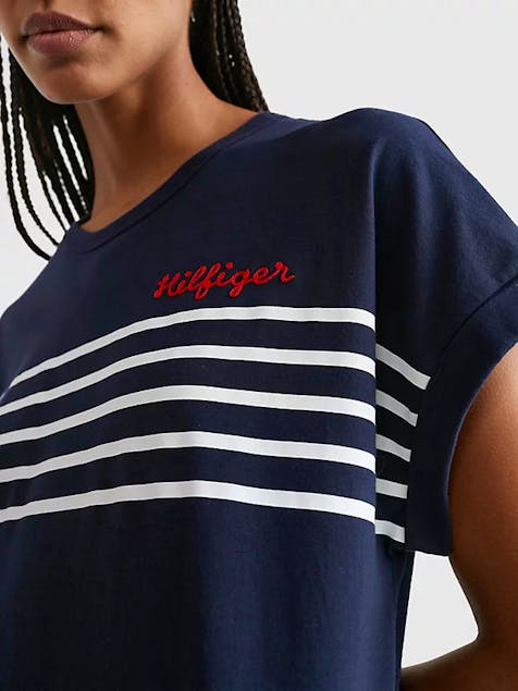 TOMMY HILFIGER - Stripe Logo Embroidery T-Shirt