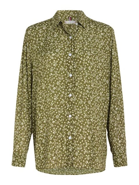 TOMMY HILFIGER - Feather Print Crepe Relaxed Shirt