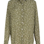 Feather Print Crepe Relaxed Shirt