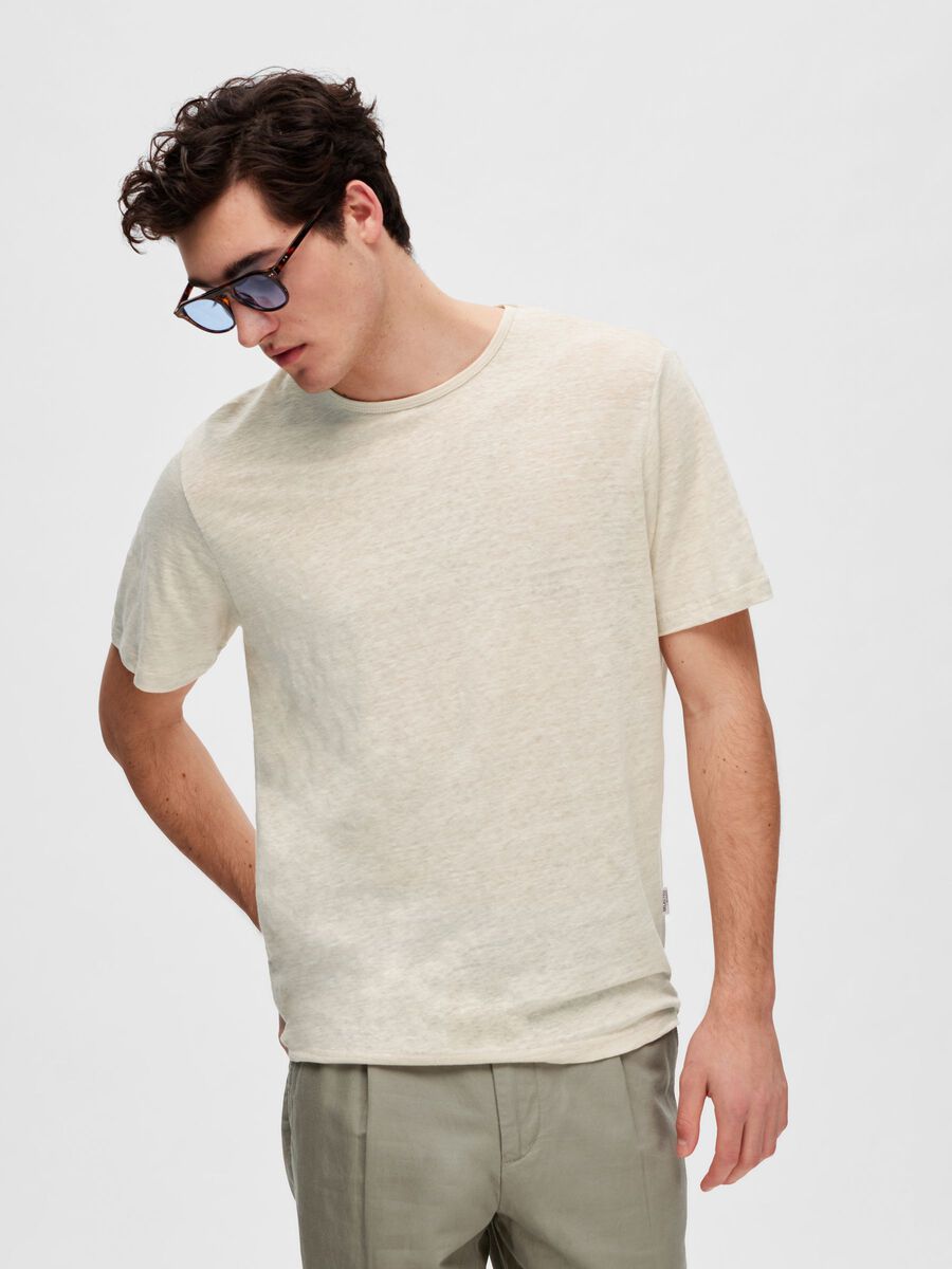 SELECTED - Linen O-Neck T-Shirt