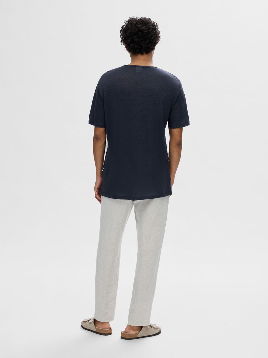 SELECTED - Linen O-Neck T-Shirt