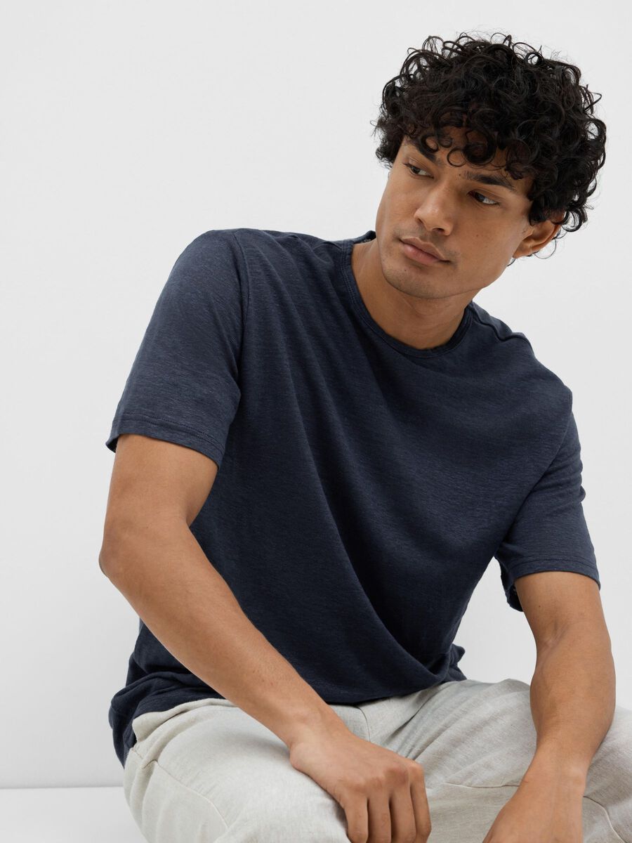 SELECTED - Linen O-Neck T-Shirt