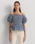 Floral Cotton Voile Peplum Blouse