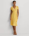 Belted Georgette Puff-Sleeve Dress