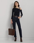 Buckle-Trim Cutout Stretch Jersey Top