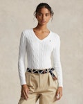 Cable-Knit Cotton V-Neck Jumper