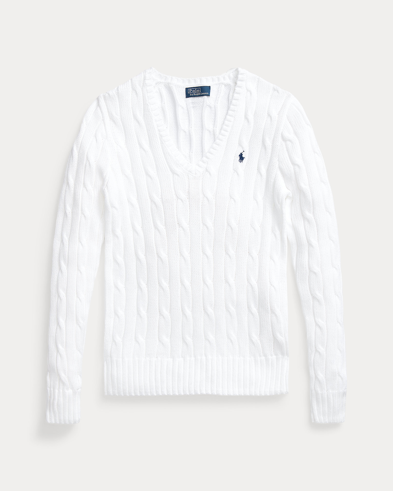 POLO RALPH LAUREN - Cable-Knit Cotton V-Neck Jumper