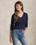 Cable-Knit Cotton V-Neck Jumper