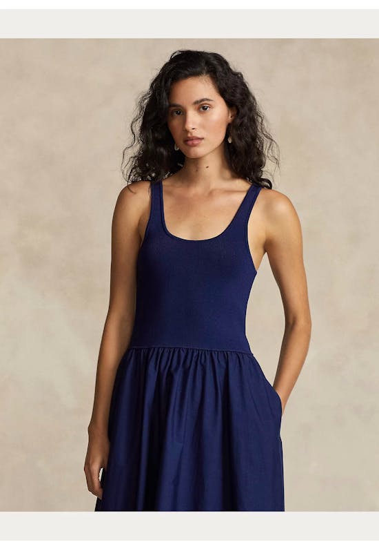 Shirred Fit-and-Flare Dress