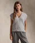 Cable Wool-Cashmere Sleeveless V-Neck