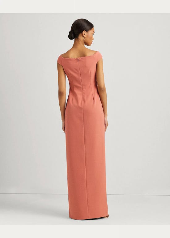 Crepe Off-The-Shoulder Gown