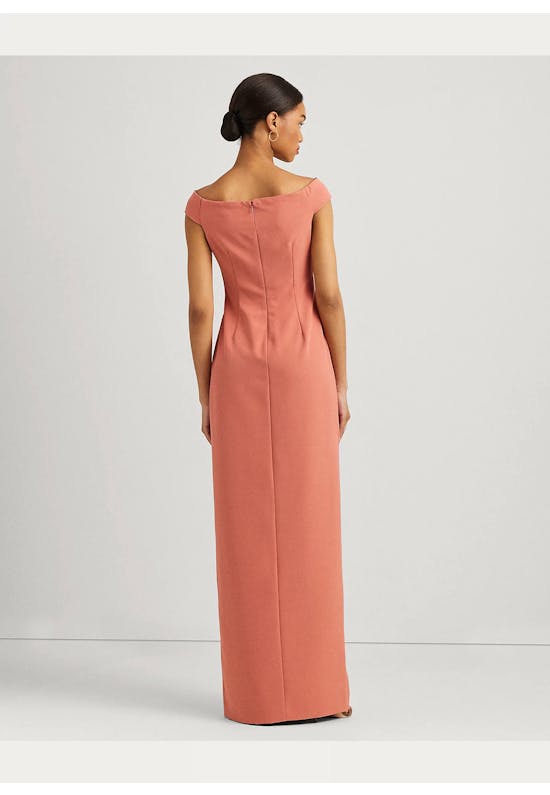 Crepe Off-The-Shoulder Gown