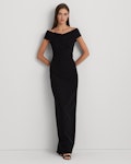 Crepe Off-the-Shoulder Gown