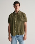 Regular Fit Garment-Dyed Linen Short Sleeve Shirt