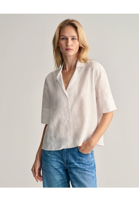 Relaxed Fit Linen Short Sleeve Shirt