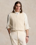 Cotton-Cashmere Aran Sleeveless Jumper