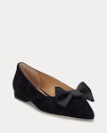 Londyn Bow-Trim Suede Ballet Flat
