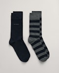 2-Pack Barstriped & Solid Socks