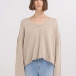 Cropped Sweater With V-Neck