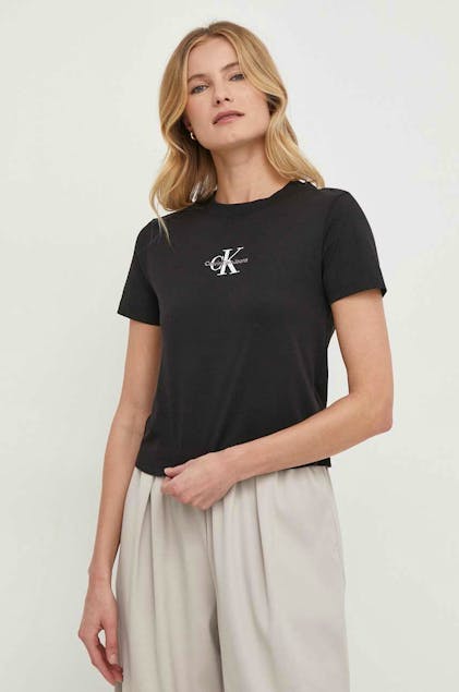 CALVIN KLEIN JEANS - Cropped Monogram T-Shirt
