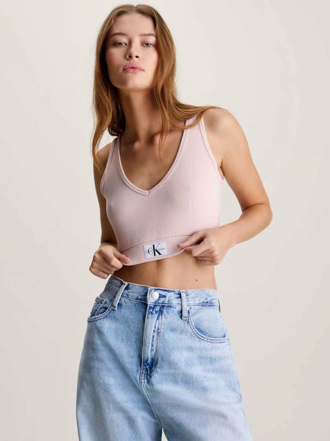 CALVIN KLEIN JEANS - Slim Ribbed Cotton Cropped Top
