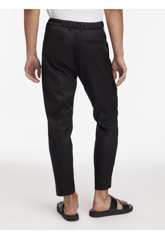 Cotton-Linen Cropped Tapered Trousers