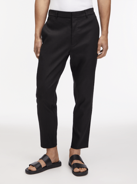 CALVIN KLEIN - Cotton-Linen Cropped Tapered Trousers
