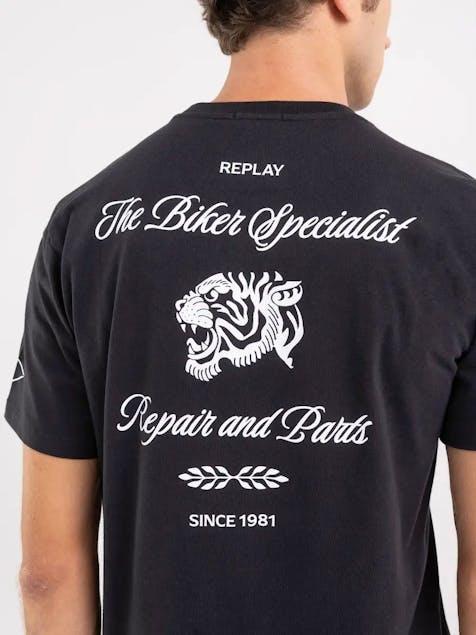 REPLAY - T-shirt With Custom Garage And Tiger Print