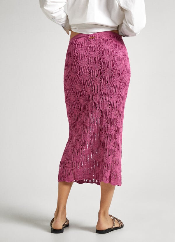 PEPE JEANS - Openwork Detail Midi Skirt