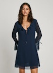 Ruffle Neckline Mini Dress