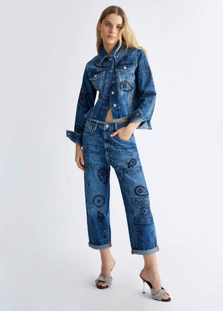 LIU JO - Boyfriend Jeans With Embroidery And Rhinestones