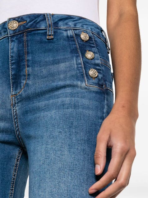 LIU JO - Crystal Button Flared Jeans
