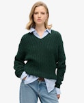 Oversized V Neck Cable Jumper