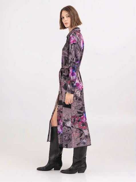 REPLAY - Long Shirt Dress With Floral Prints