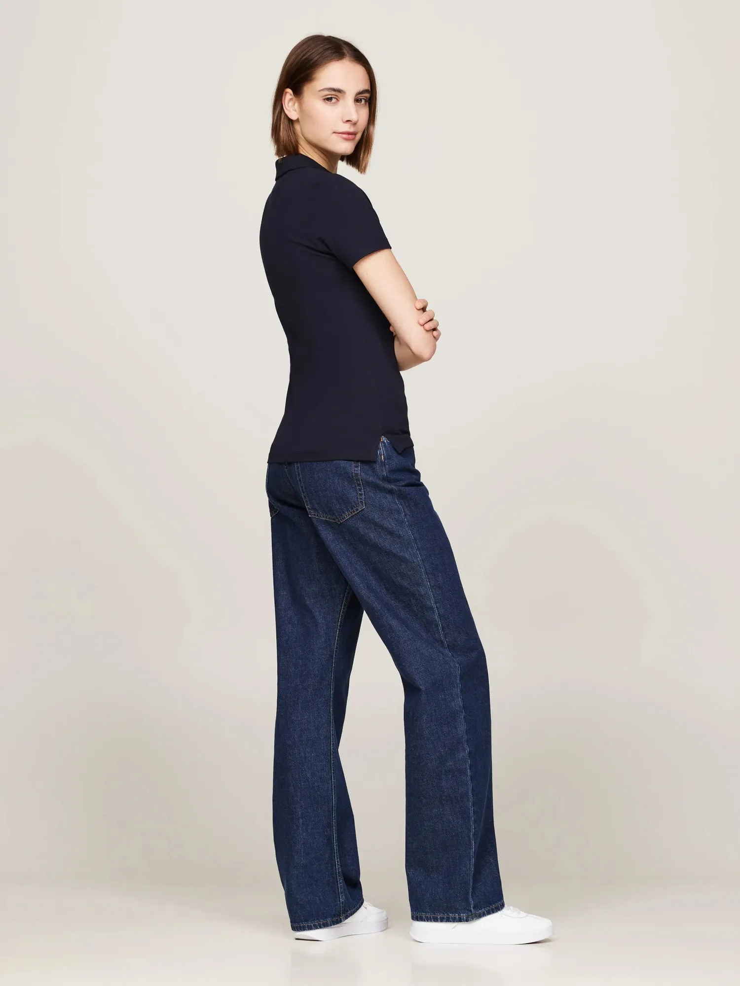 TOMMY HILFIGER - Slim Script Open-Neck Polo