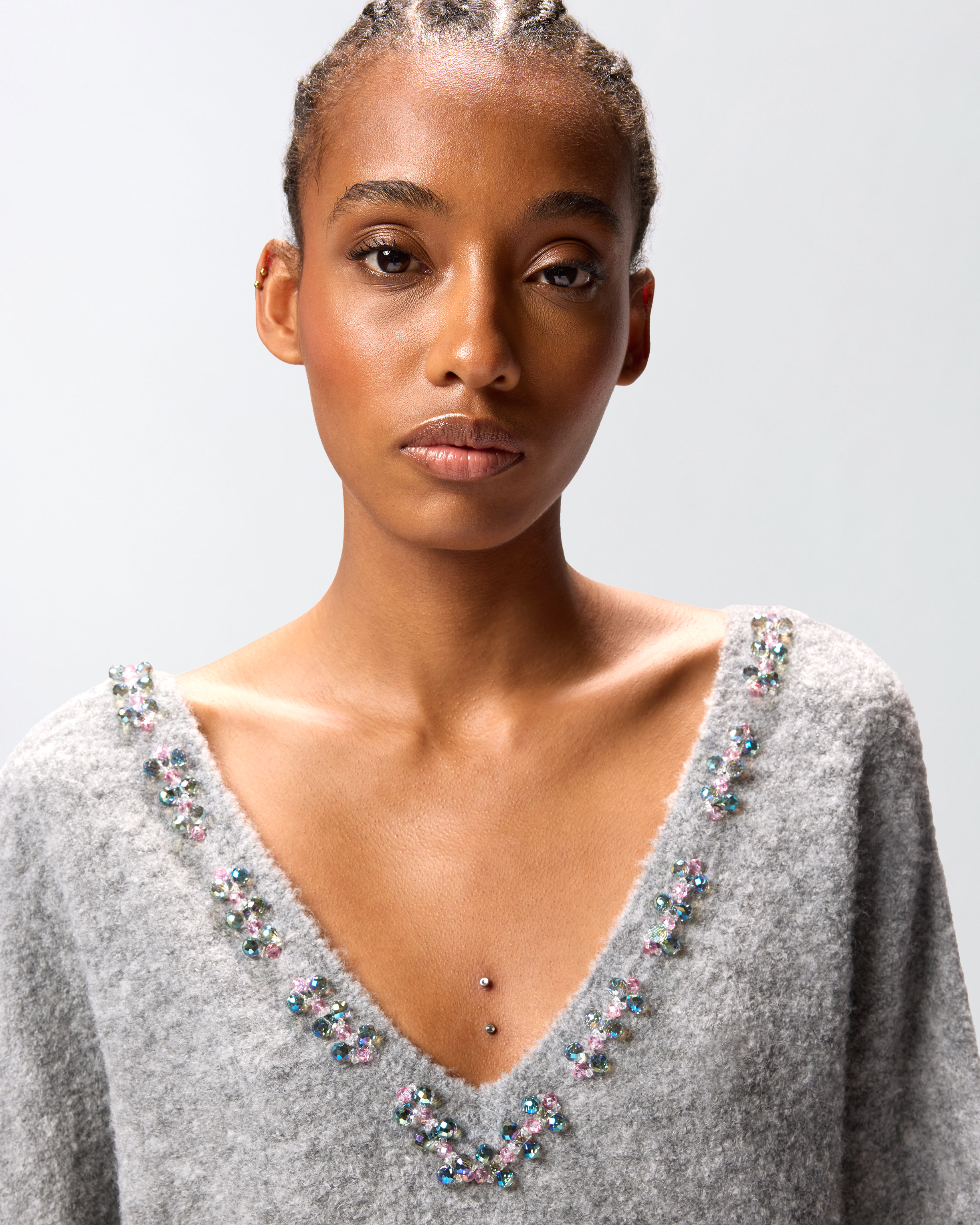 PINKO - Wool-Blend Sweater With Jewel Embroidery