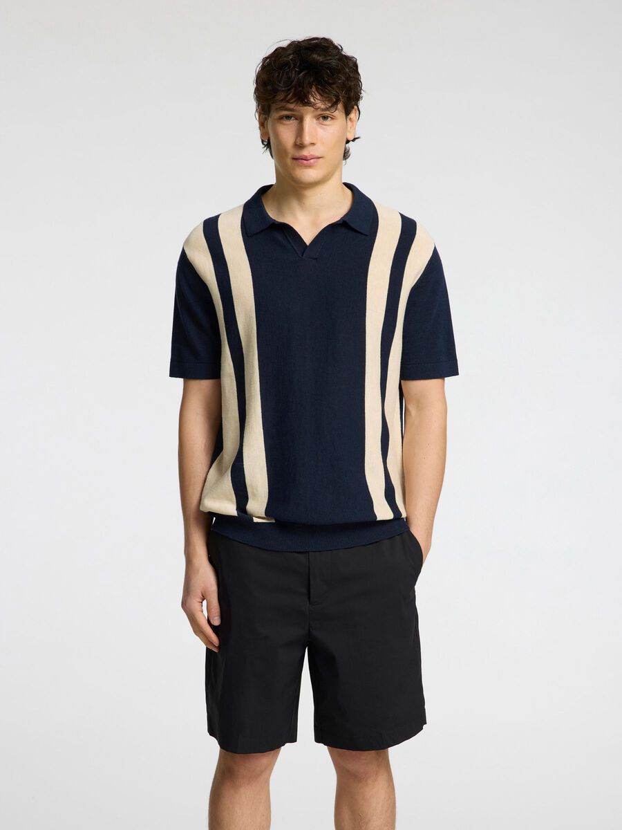 SELECTED - Linen Blend Open Polo
