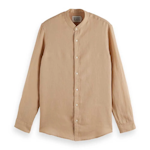 Regular Fit Stand-Up Collar Linen Shirt