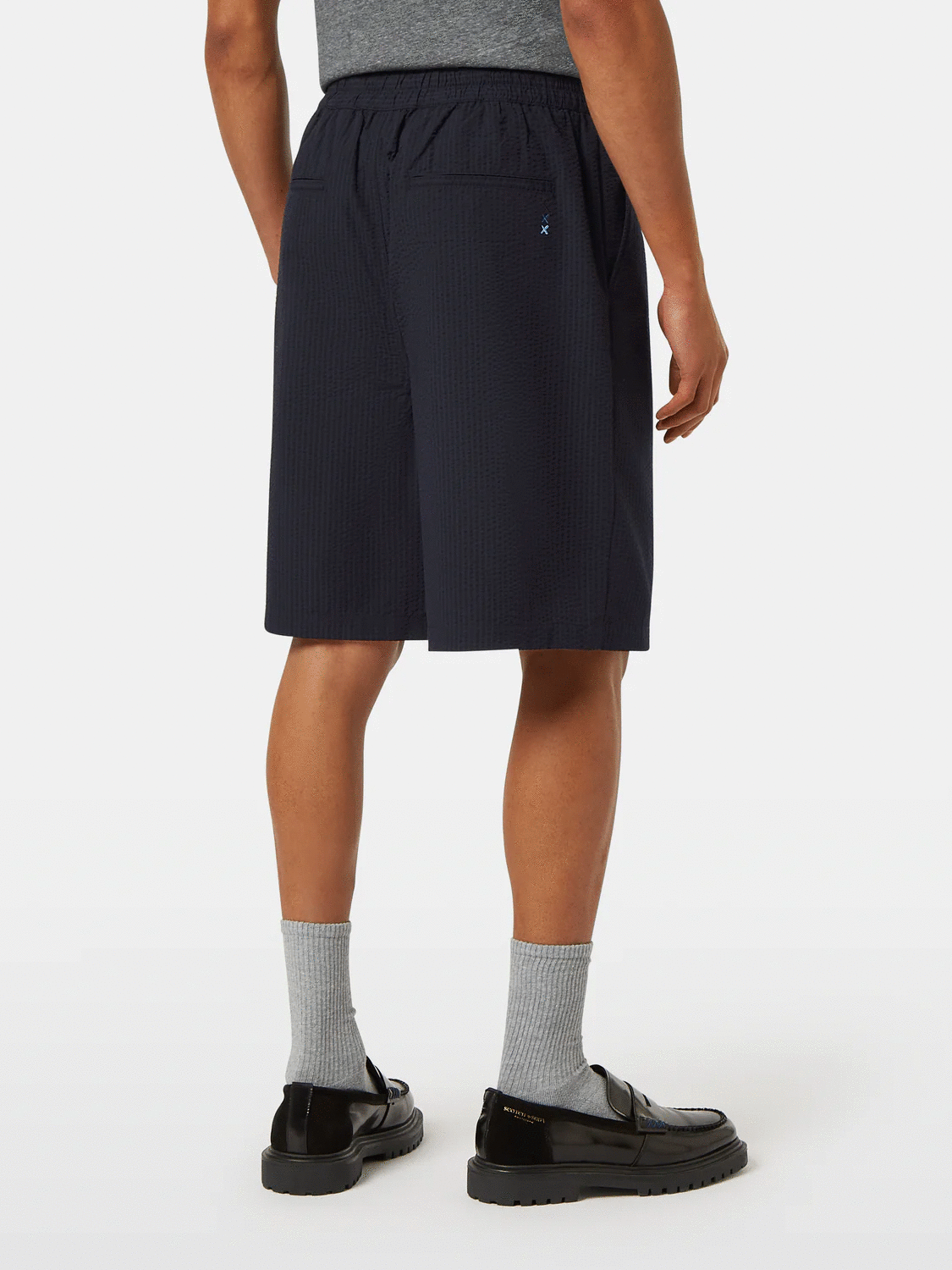 SCOTCH & SODA - Loose Fit Pleated Seersucker Bermuda Short